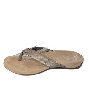 Vionic Elena Thong Sandals Silver Metallic Ring Detail Womens Size 9